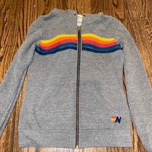 Grey aviator nation zip up hoodie
